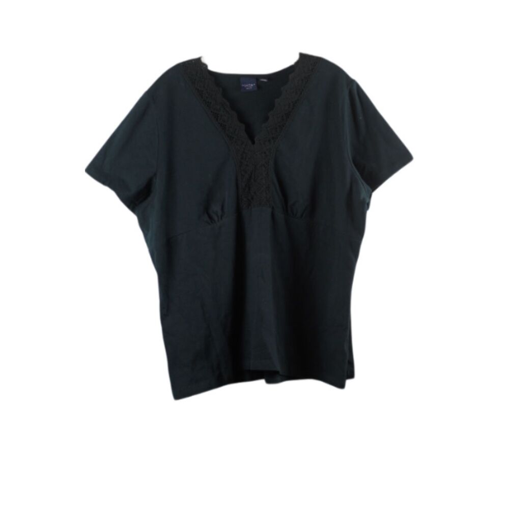 Sonoma Life+Style Black Women's Short Sleeve Top Blouse Pullover 2X 055